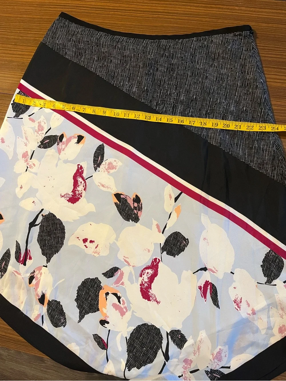 NWOT ASYMMETRICAL MIXED PRINT MIDI SKIRT - DKNY SIZE 16